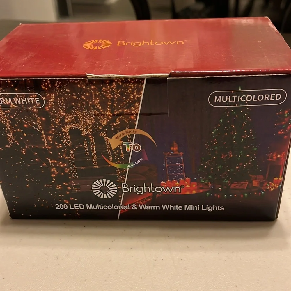 200 LED multi colored and warm white mini lights, brand new inbox by brightown